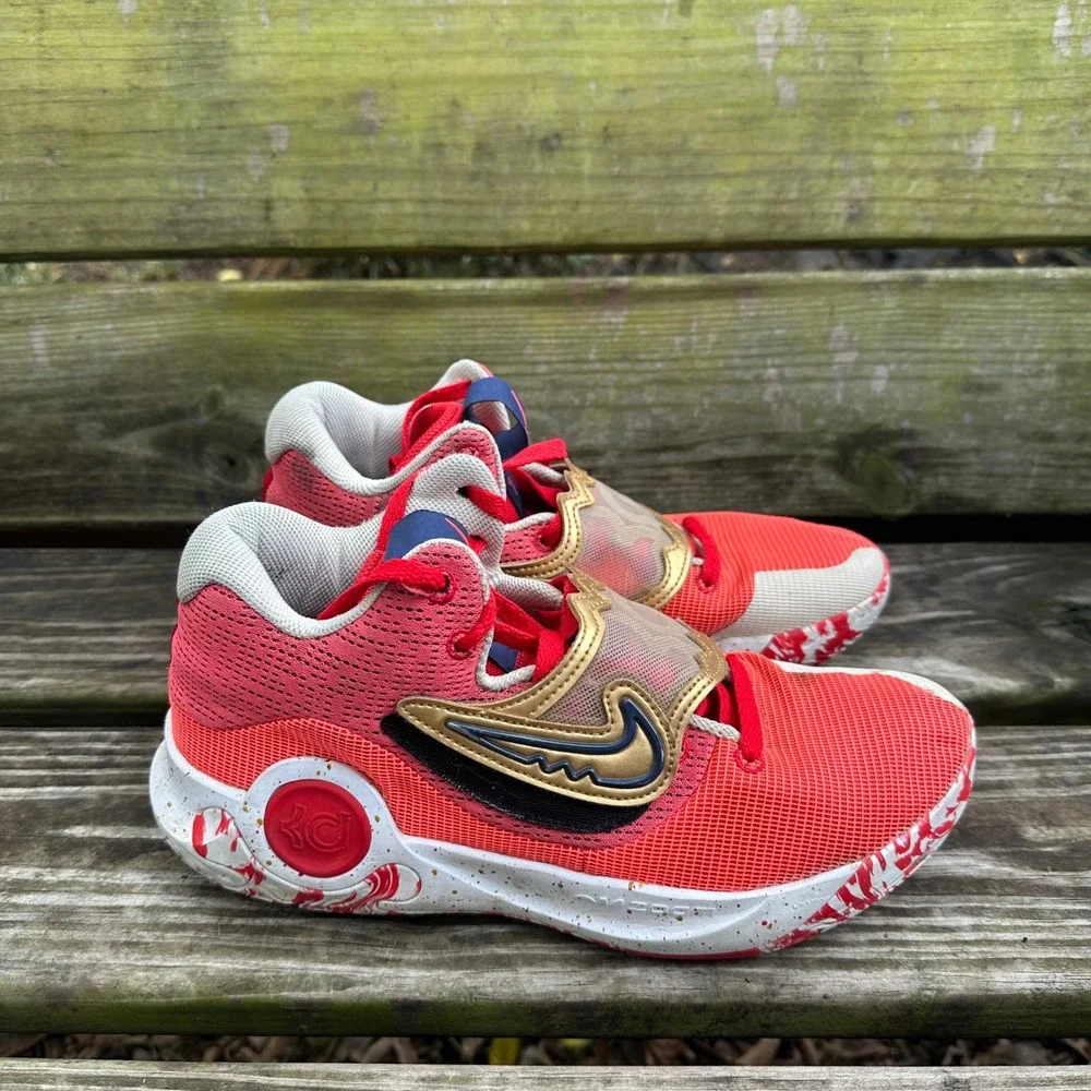 Nike KD Trey 5 X EP University Red Metallic Gold Basketball Shoe Sneakers Sz 9.5